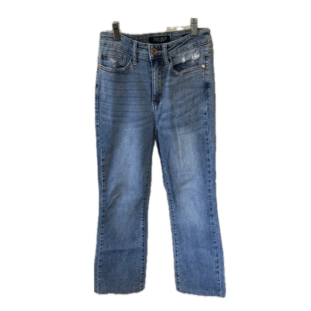 Judy Blue Womens' Distressed Medium Wash Slim Bootcut Denim Jeans 26 Altered Hem